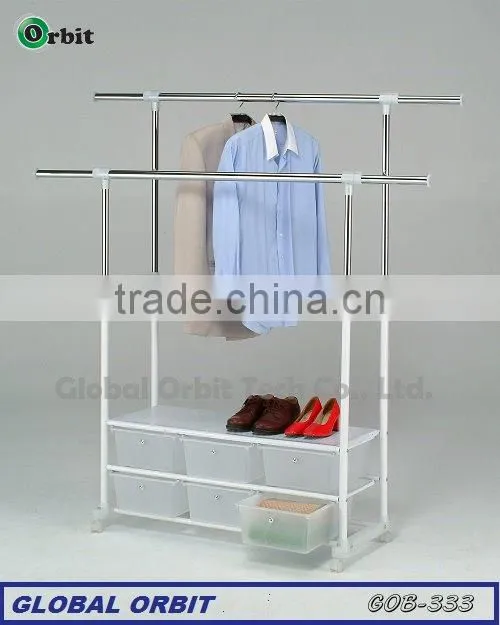 Multifunction stainless steel drying clothes rack with storage drawer