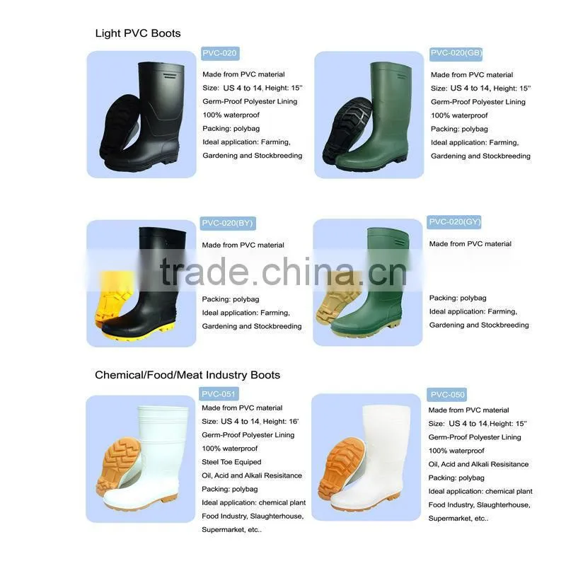 pvc safety shoes rain boots working gumboots supply
