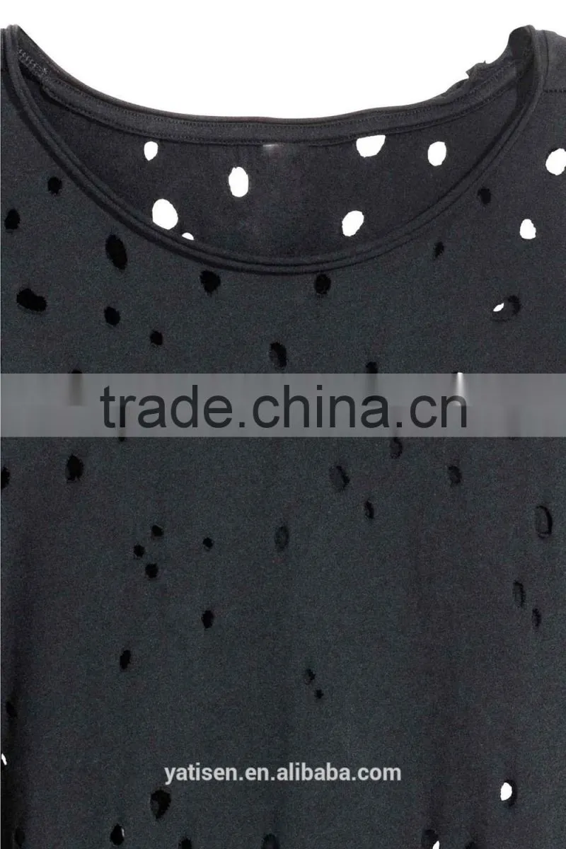 T-shirt with a hole pattern printing polyester apparel custom t shirts custom casual half sleeves