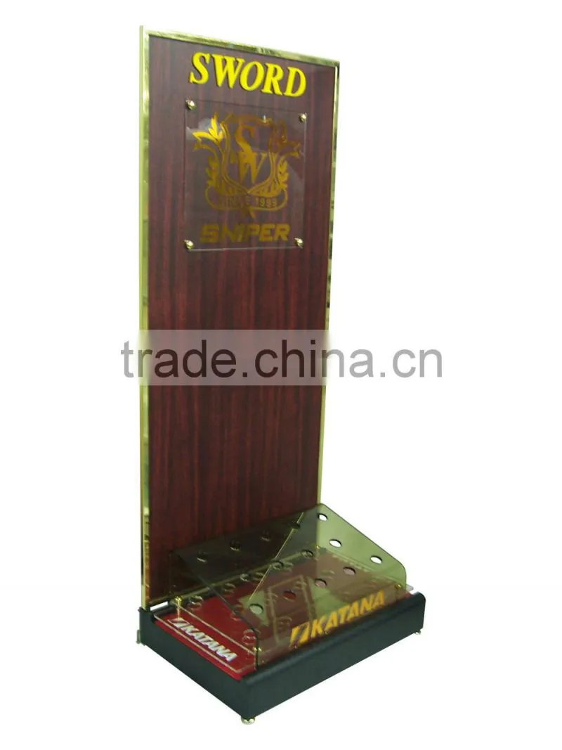 14 holes acrylic box with golden frame golf clubs display stand