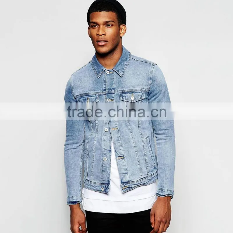light blue with two pocket men casual jacket with button