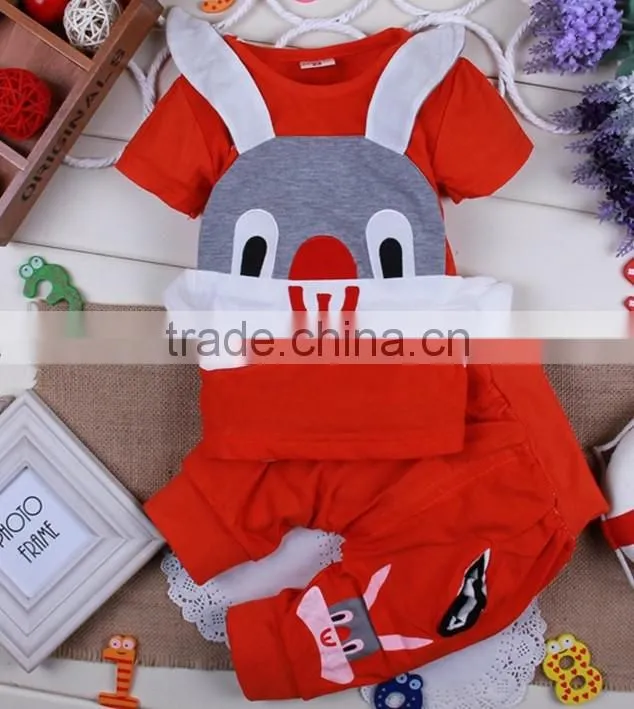 Girls Easter cotton outfit, 2014 spring kid girls bunny clothing set Baby rabbit dovetail skirt leggings 2pcs kid outfit