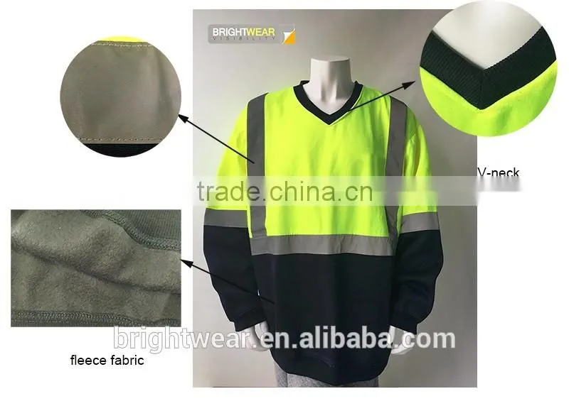 100% polyester Contrast safety sweatshirt with reflective tape meet AS/NZS 1906.4:2010