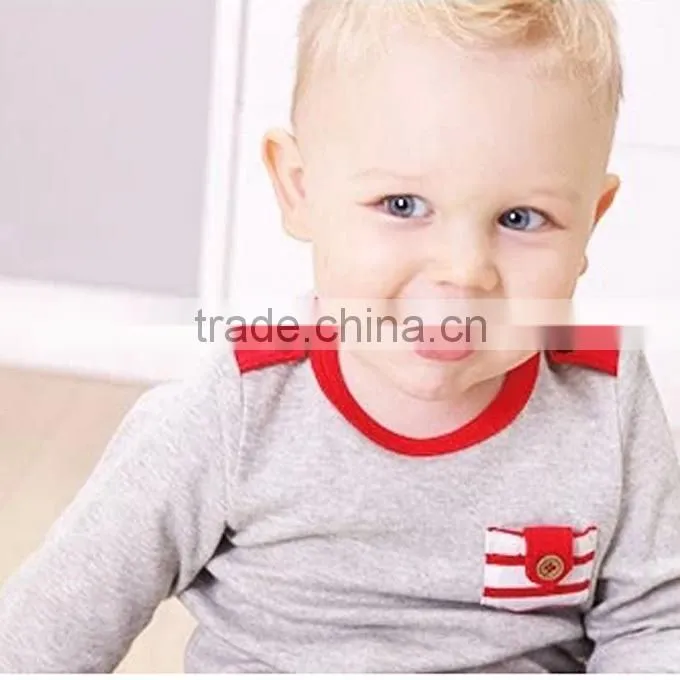 2016 Fall Boy Clothing Sets Grey Top Navy Pants Baby Infant Wear Free Shipping CS40803-23