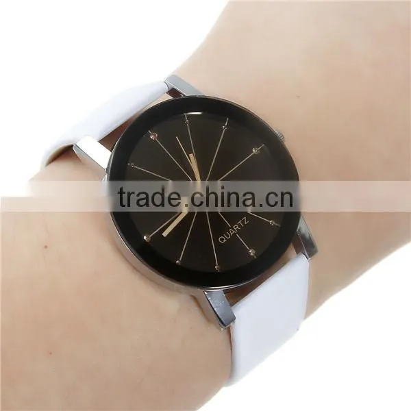 New Fashion Leatheroid Adjustable Wrist Watches Round White Battery Included 24.2cm long
