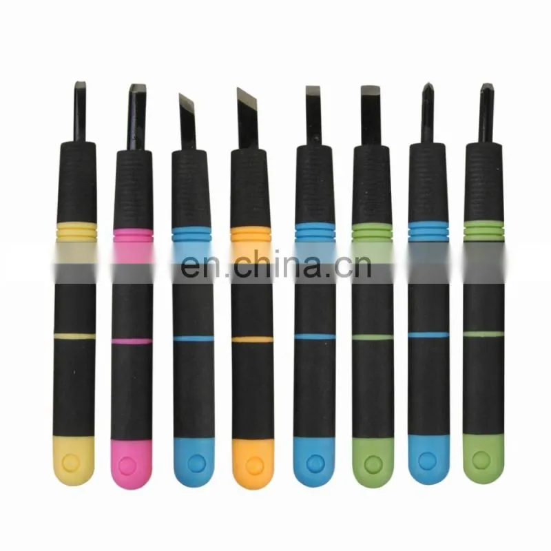 8pcs Assorted Plastic Handle Carving Knives Set