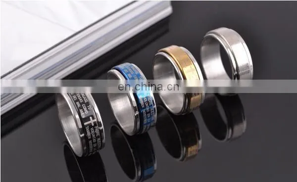 HOT Unisex Titanium Stainless Steel Bible Lord's Prayer Cross Band Ring