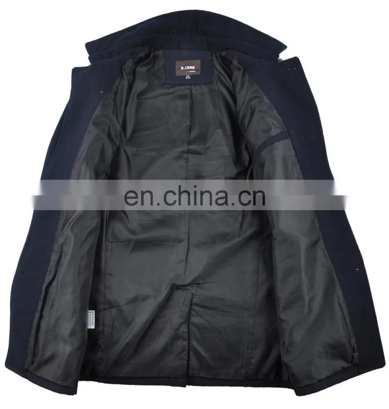 2015 lastest fashion top grade woolen trench mens military jacket