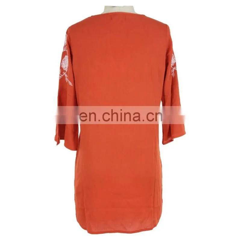 Women Apparel Crinkle Viscose Embroidery Tunic