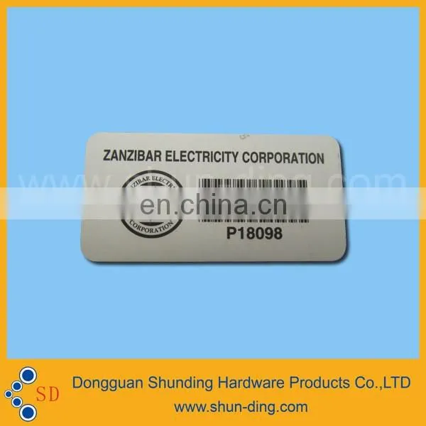 Custom Printed Packaging Barcode Metal Label, Aluminum Asset Tag