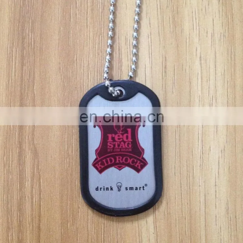 Hot selling e- friendly silicone dog tag with long ball chain