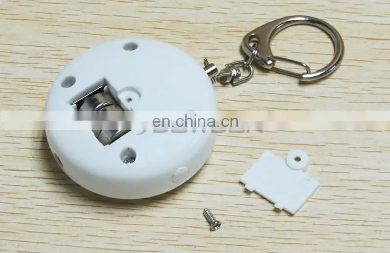 Promotional Gift Round Shaped Mini Keychain Personal Alarm With LED Light