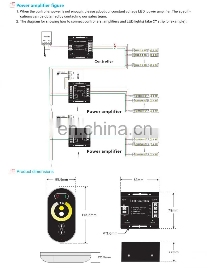 High quality top sell dc12v 24v wall rgb controller rf remote touch panel controller