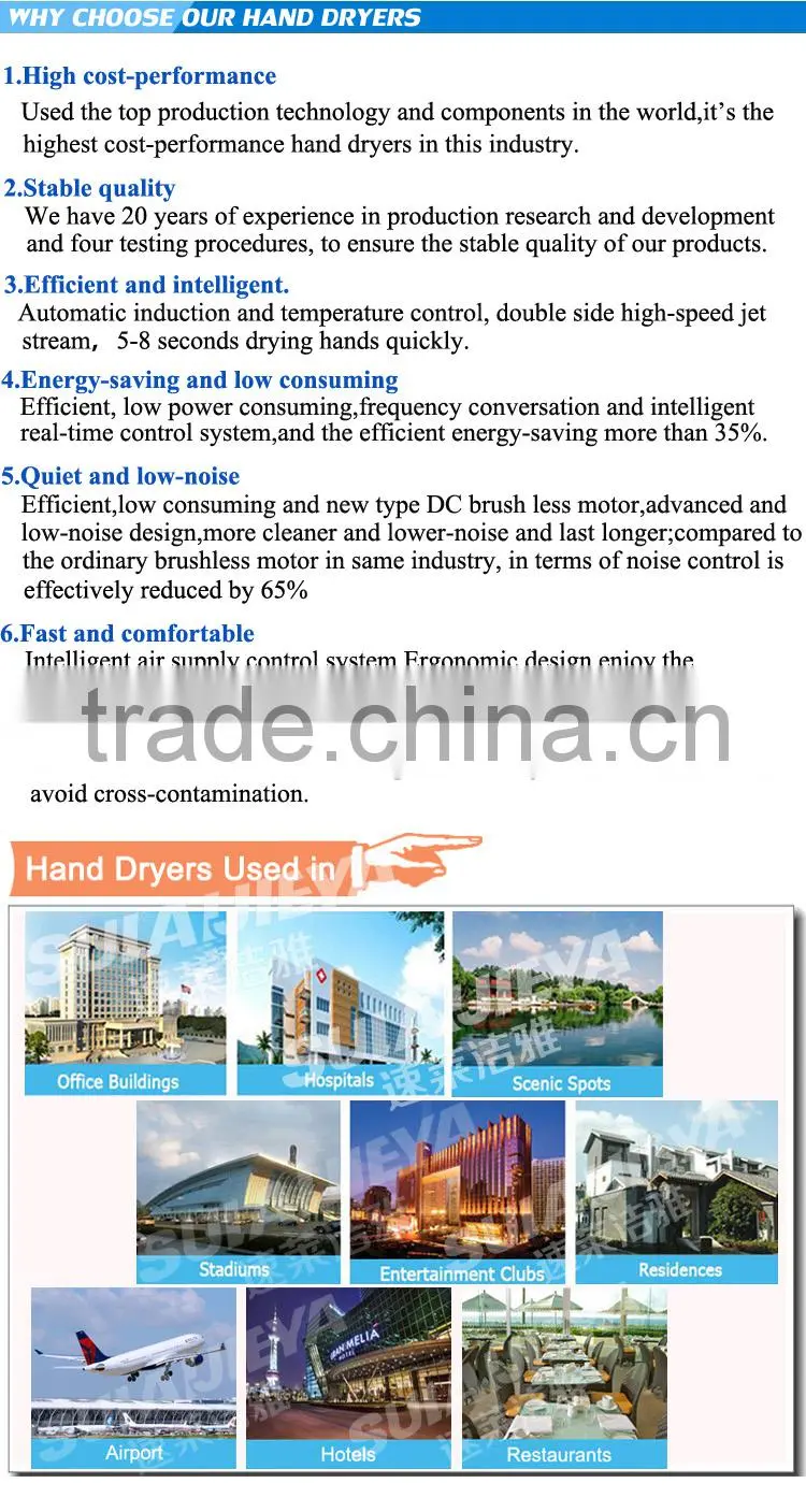 Stainless Steel Automatic Wall Mounted High-Speed Hand Dryer Machine