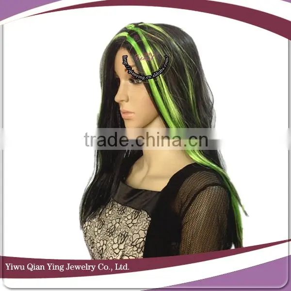 cheap long colorful synthetic halloween party wig