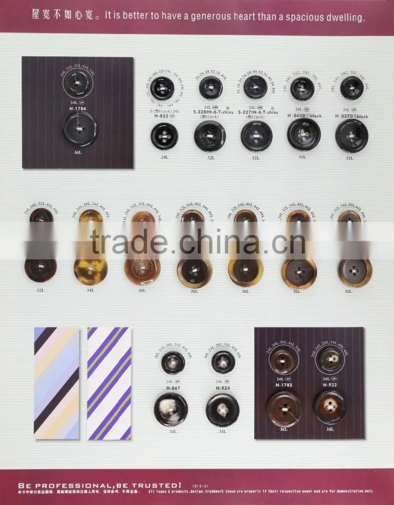 4-holes black color resin buttons for suit jacket