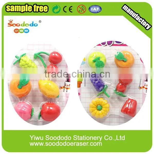 Cartoon 3d fruit shape eraser in Europe market