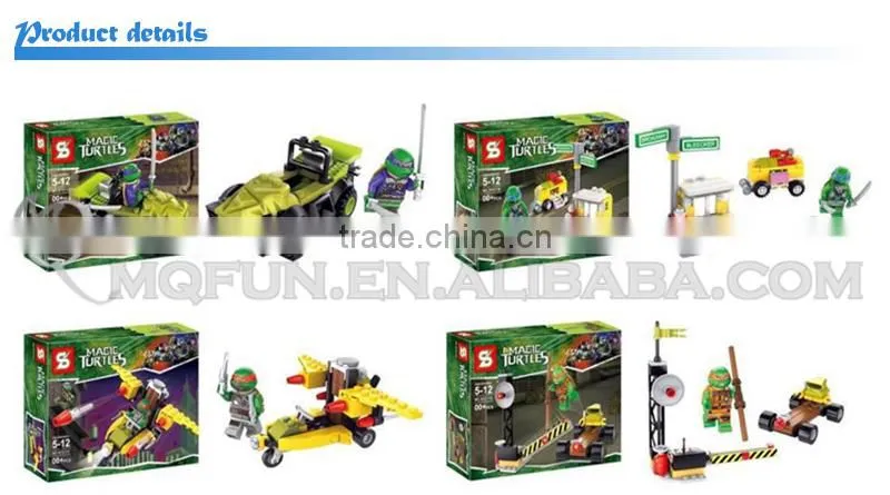 Mini Qute Senye 4pcs/set plastic Anime Cartoon ninja turtle boys building block action figures model educational toy NO.SY 211