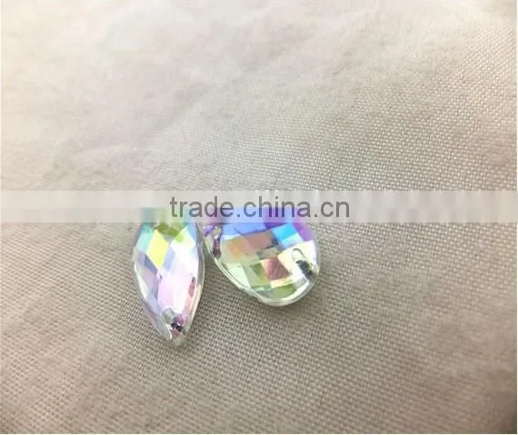 Tear Drop Shape Rainbow Coating Sewing on Banquet Garments