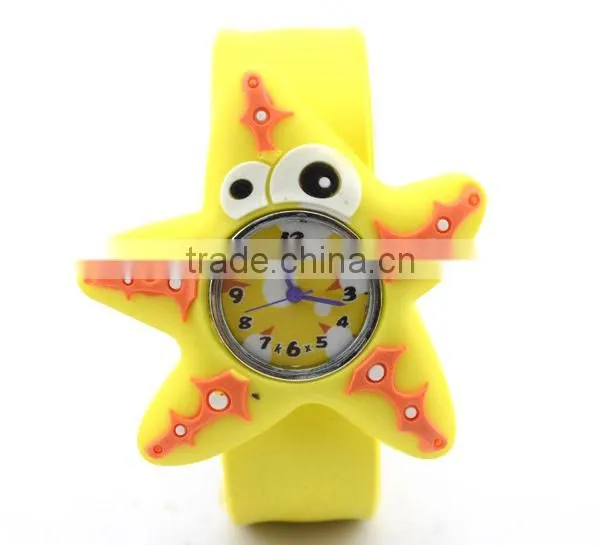 cute starfish slap watch glass face quartz movt silicone strap fancy lady watches for wholesale