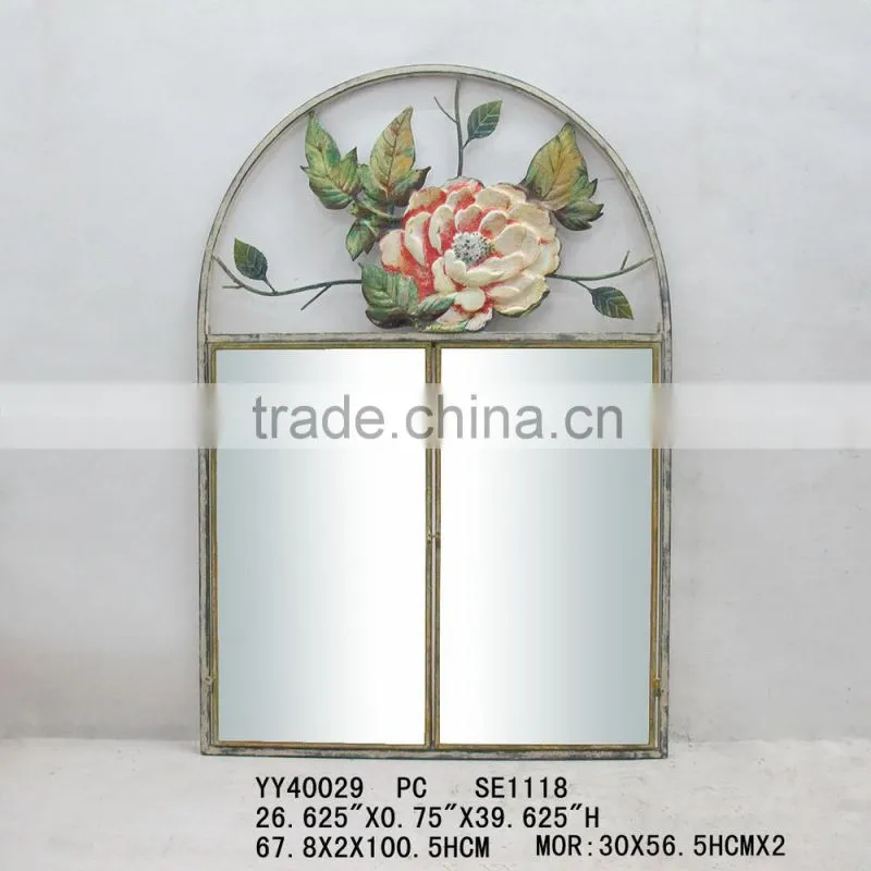 metal flower wall mirror