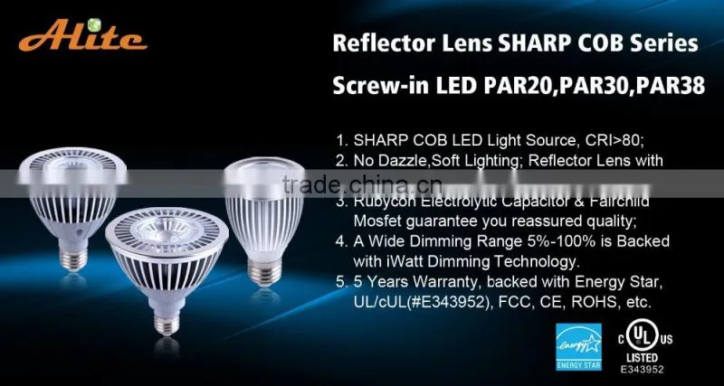China manufacturer Energy Star UL(E343952) led flat par38 17w