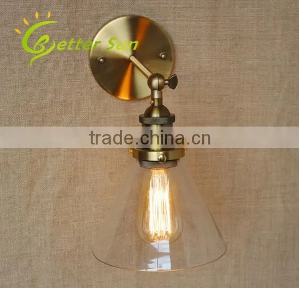 Loft Glass Shade Wall Sconce Bedside Vintage Solar Wall Light for Corridor
