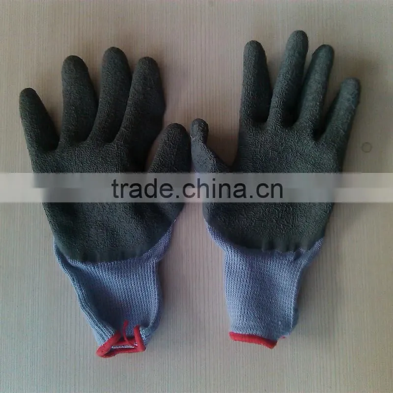 sring knit with latex rubber coated palm work safety gloves