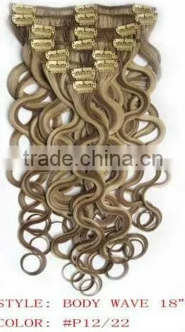 22" 613# clip in curly hair extensions clip on hair extension