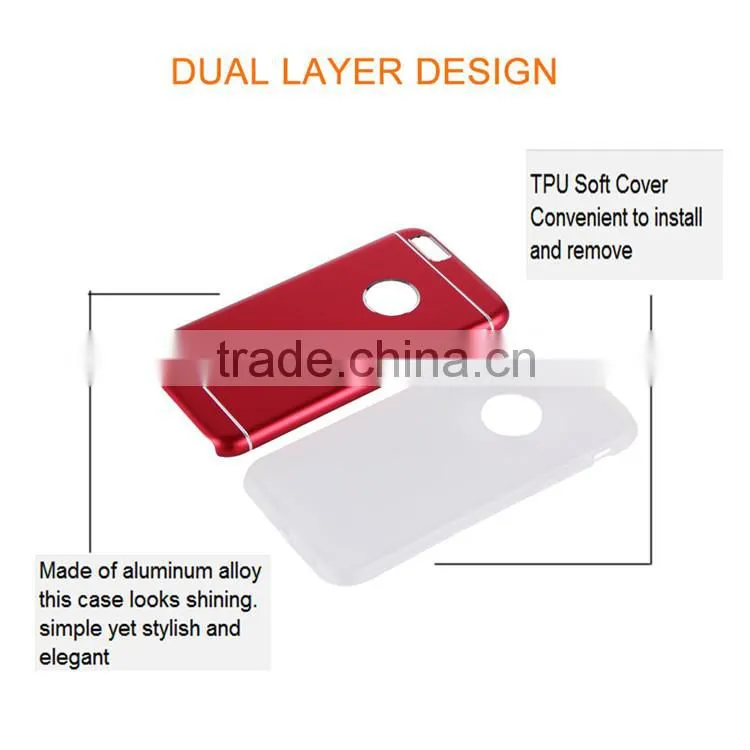 Wholesale High Quality Phone Case for iphone 6/6 plus,Dual Layer Outer Aluminum Cases + Inner TPU Cases Free Sample