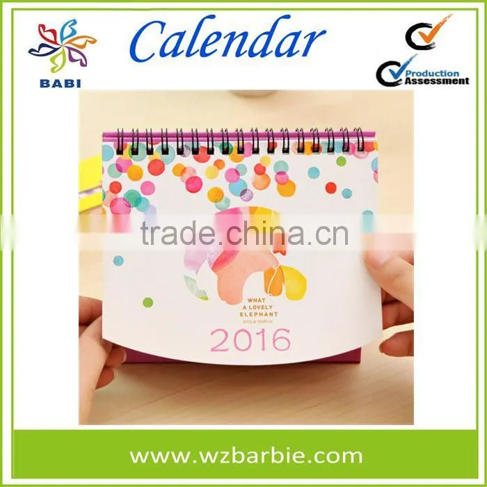 Unique Cute Elephant Spiral Desk Calendar
