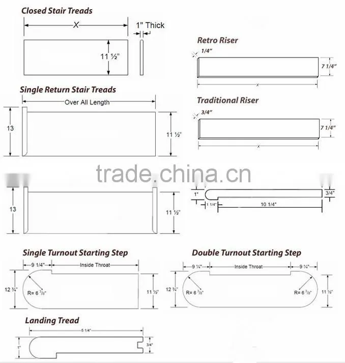 American walnut wood stair tread covers