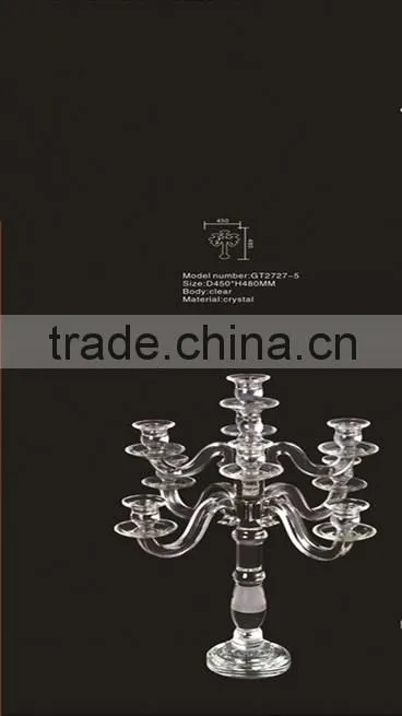 table top clear crystal candle holder centerpieces&candle holder 8 arms crystal candelabra