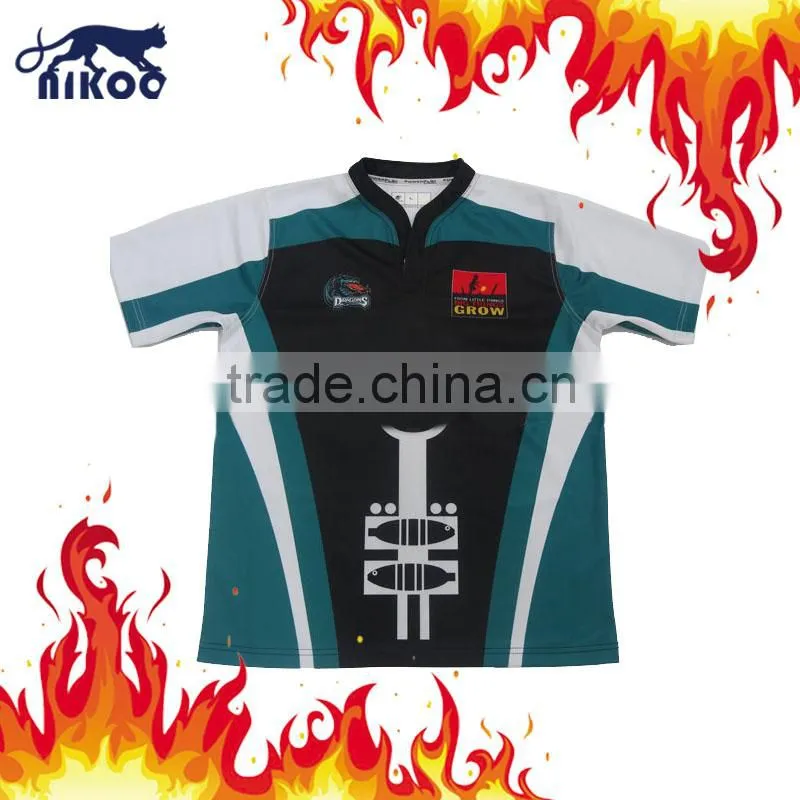 100% polyester cool dry sublimated printing men's rugby football jerseys