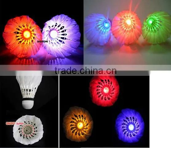 Popular Flashing Lighted Led Duck Leather Shuttlecock Badminton