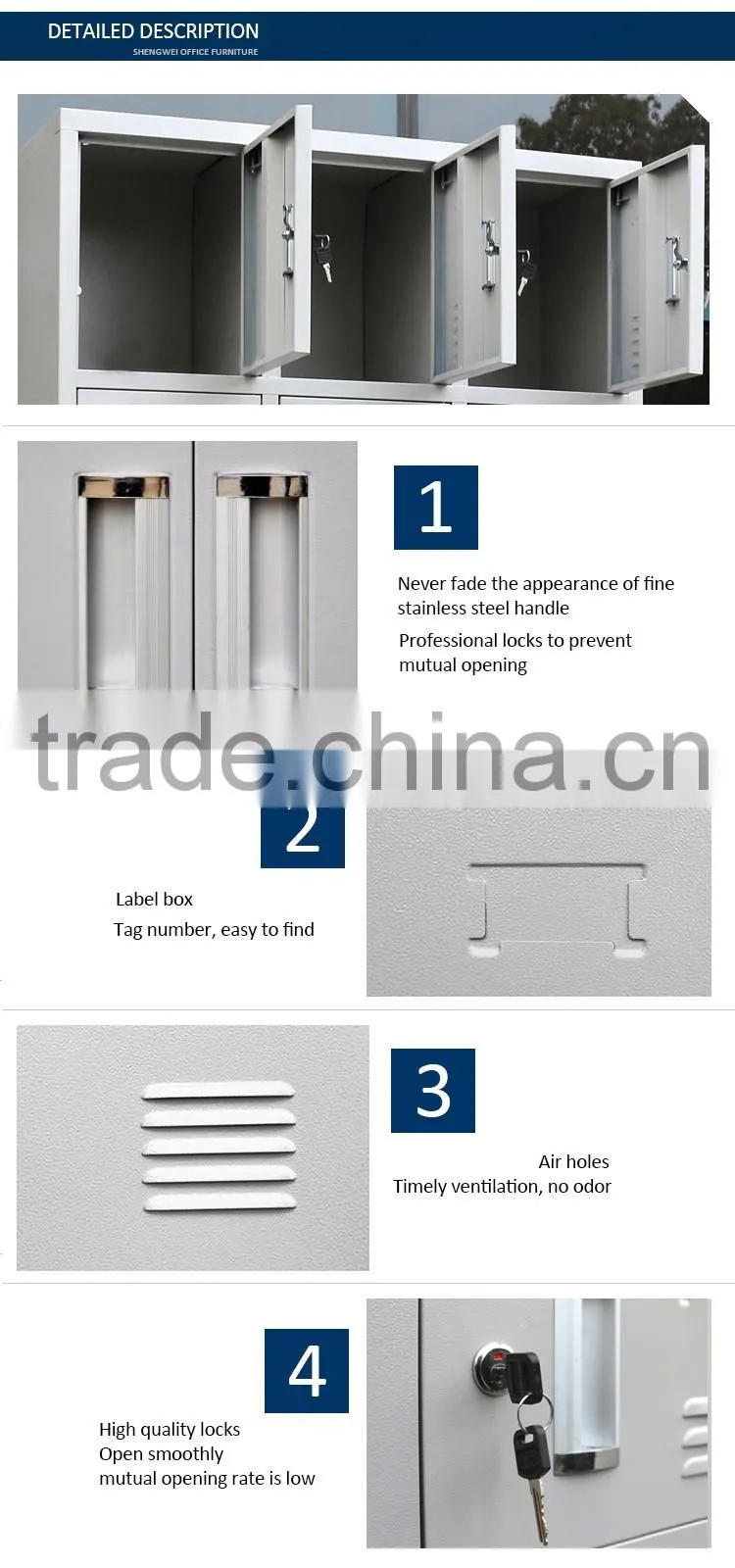 Henan shengwei 18 doors steel metal locker school locker