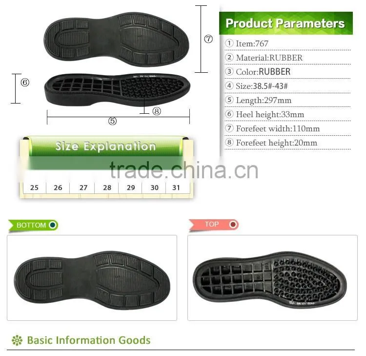 Men Shoe Soles Rubber Sole Shoe Factory RB Outsole for Shoe