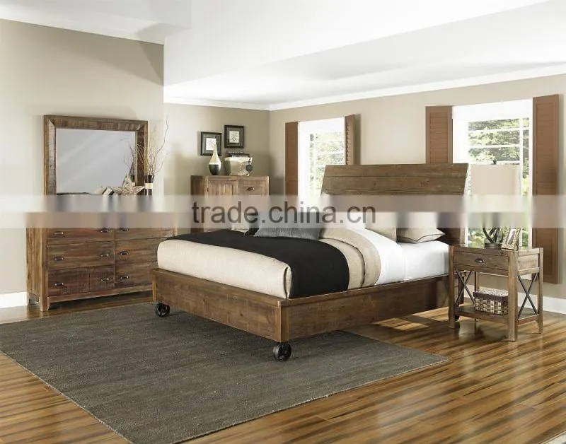 americna style Antique Made Sleigh Storage Bed w/ Low Profile Footboard AS-B51