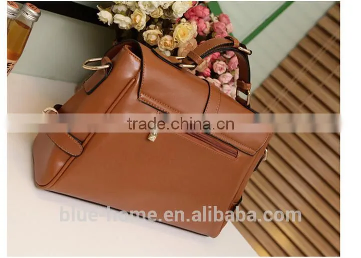 China alibaba hot selling brand women's tote business bag Preppy style solid shoulder handbag