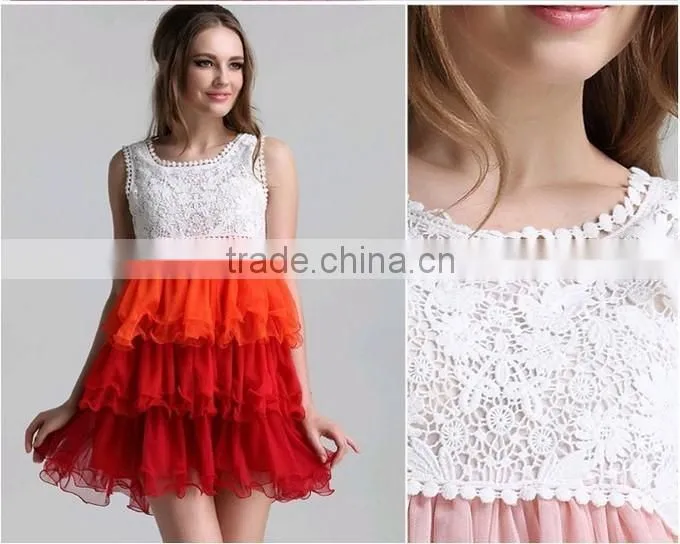 2015 Make in China Cake Layer Lace Ladies Dresses Fashion