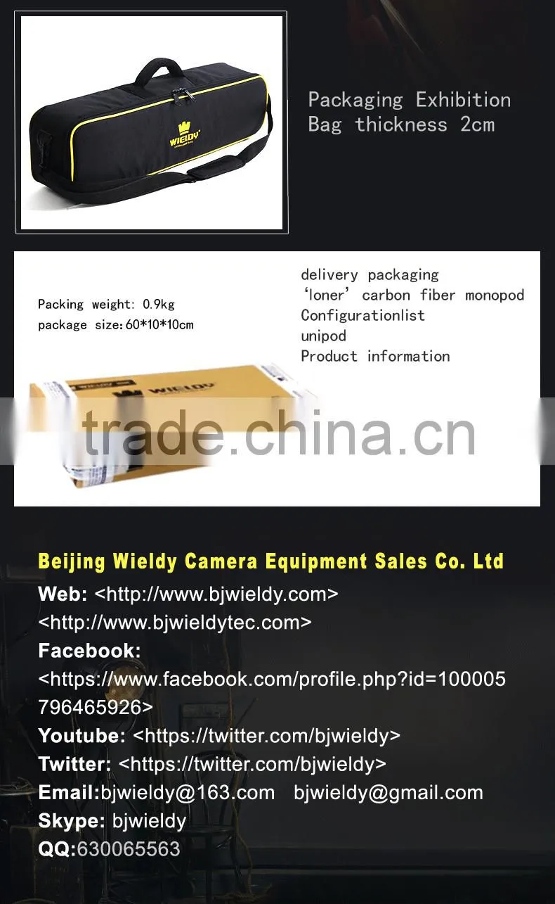 factory supply carbon fiber Black Monopod / Unipod for DSLR camera video