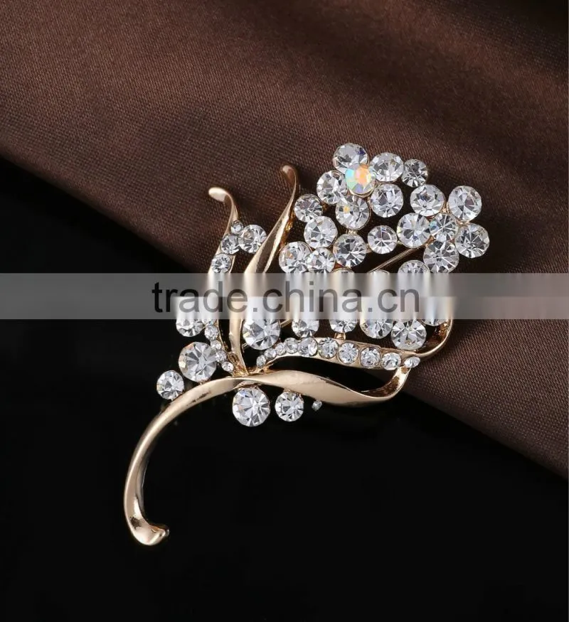 New Arrived Flower Rhinestone Brooch Pin,Pearl Bridal Hair Brooch For Wedding