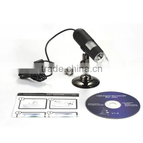 200 x 1.3MP Mini Digital USB Microscope with Free Holder for PC and TV