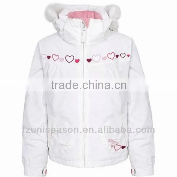 2013 kids ski jacket with fur hood