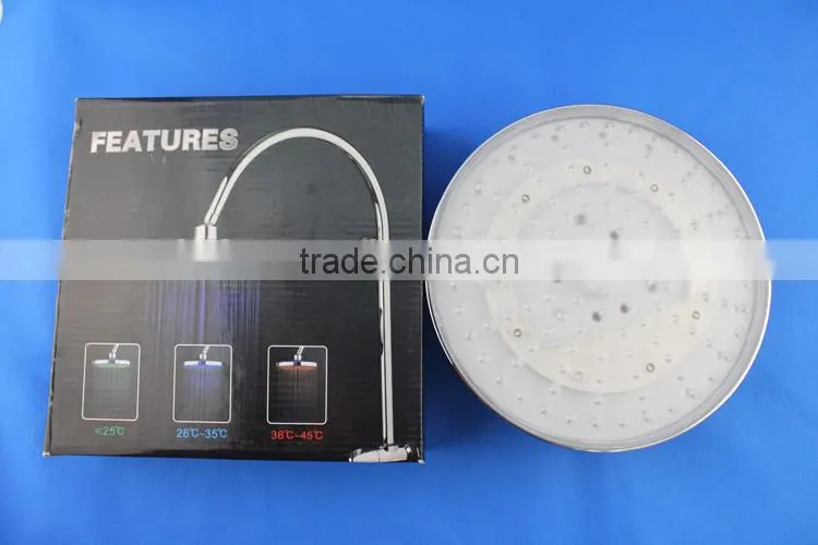 7 Color Changing RGB LED Shower Head 9 LED Shower Temperature Sensor Controlled ABS Chroming No Need Power Shower Faucets