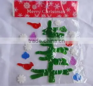 2015 new products christmas window gel litter tree sticker