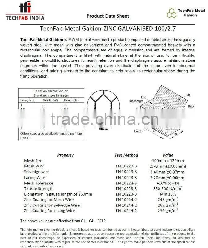 Zinc Coated Gabions