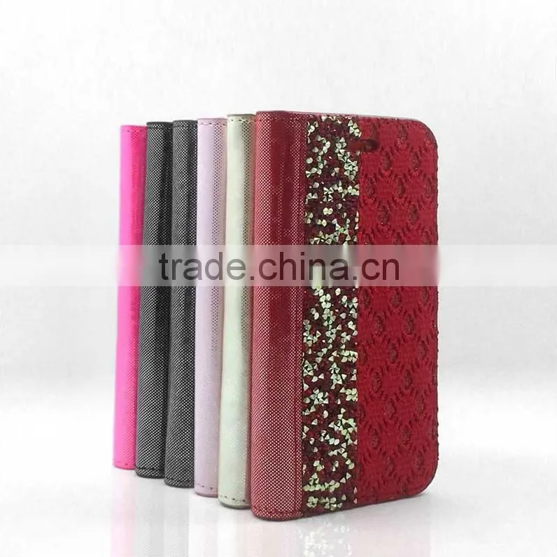 Leather Flip Phone Cover Bling Bling Rhinestone Case For HTC Desire 728 828