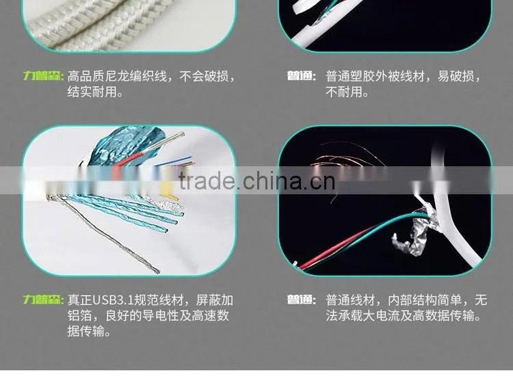 Nylon Braid usb 3.1 type c male to usb 3.0 male data transfer cable