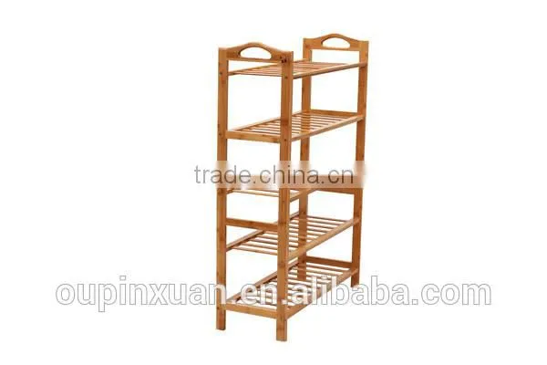 Pure nature bamboo handmade shoe rack,Bamboo 4-tiers shoe rack for shoes showroom
